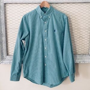 Men's Ralph Lauren Dress Shirt Blue Green White M